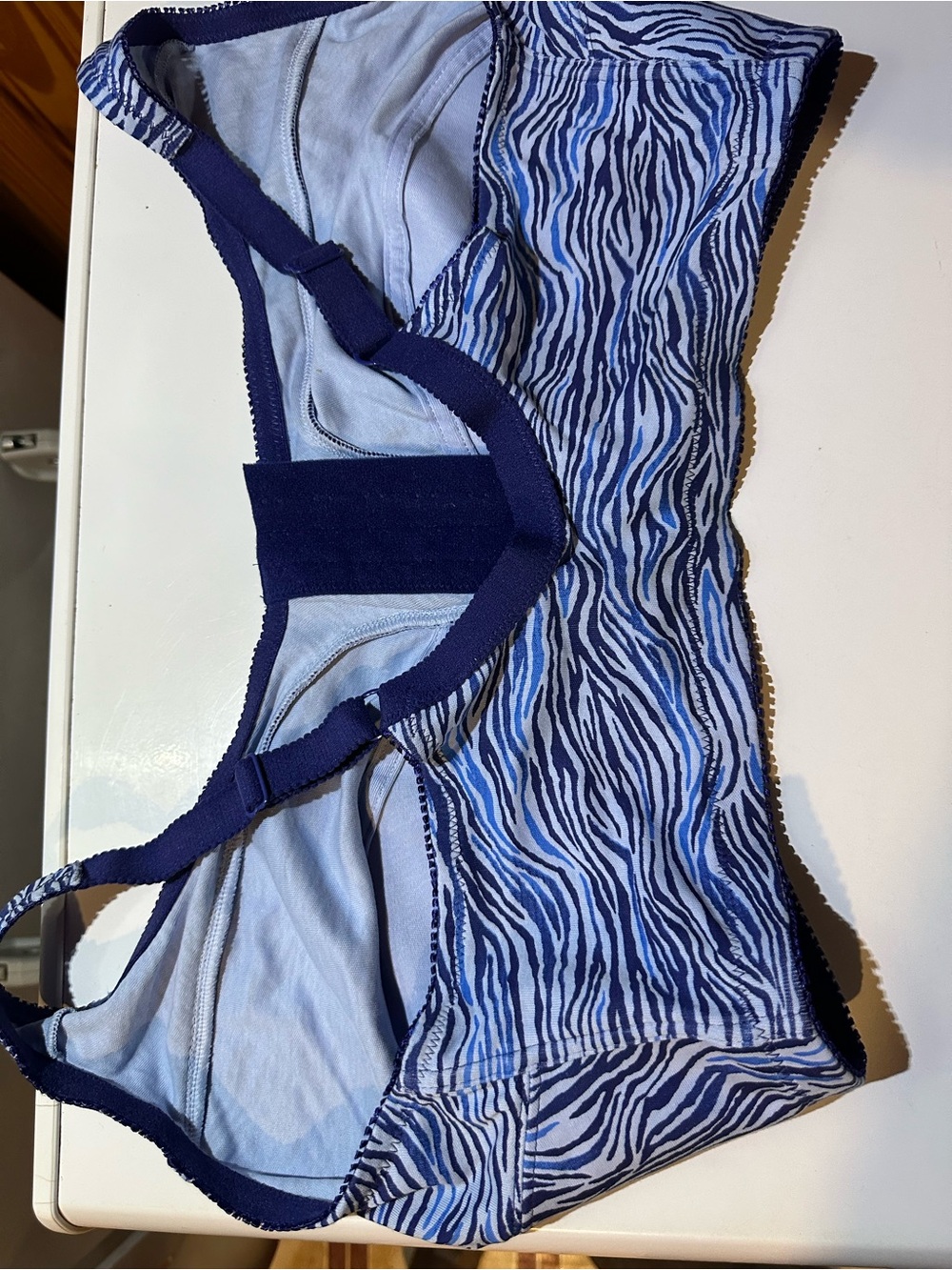 Women's Blue Zebra Print Sports Bra